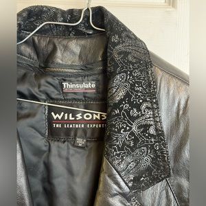 Vintage Wilson’s Leather Jacket All Black Floral Print